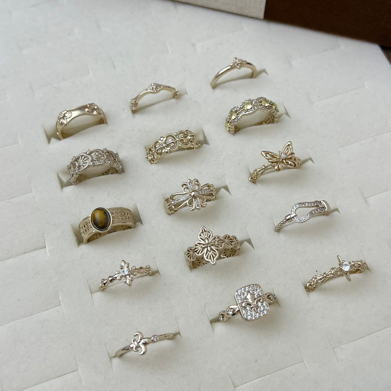 Vintage Light Luxury Open Ring for Women, Niche Design, Stackable Zircon Index Finger Ring, High-End Minimalist Style Ring Vintage Light Luxury Open Ring for Women, Niche Design, Stackable Zircon Index Finger Ring, High-End Minimalist Style Ring