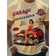 Y 33308 Vintage 3D print men's tee ���� 3D ӡ���� tee