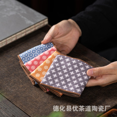 Elegant Tea Ceremony Small Green Flower Tea Towel Absorbent High-End Chinese Small Tea Table Tablecloth Cleaning Cloth National Style Teapot Cushion