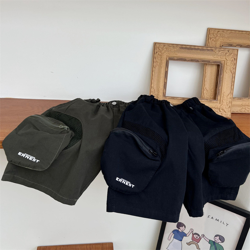 2024 Drenge Sommer Amerikanske Arbejdsshorts med Store Lommer til Børns Fritid Løse Vandvaskede Bomuldsbukser Over Knæ 5/4_voghion.com