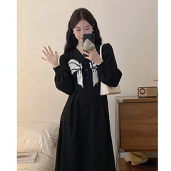 秋冬季女装2025年新款微胖茶系显瘦法式桔梗茶歇气质连衣裙子女潮