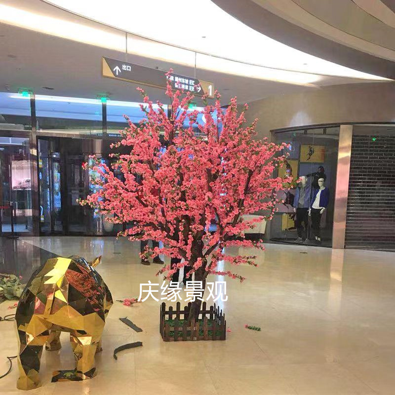 仿真桃花树许愿树桃树新年祈福室内造景装饰酒店樱花树室内外假树