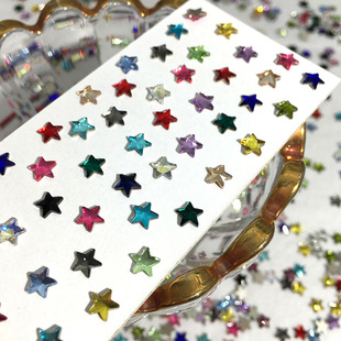 Flat-bottomed special-shaped color five-pointed star 5mm144 Net Red new nail art glass jewelry Super Flash mixed color nail drill