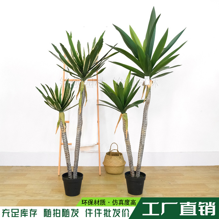 Simulación de planta en maceta de piso de árbol de yuca nórdica simulación de agave sensación suave simulación de goma agave sisal en maceta
