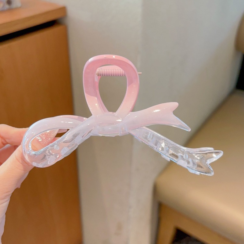 Coreano gradiente rosa abrazadera de arco para mujeres cabeza trasera gran cabello de cabello de cabello de cabello de tiburón