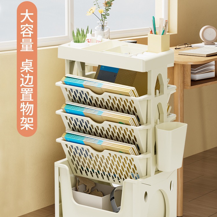 Estante de escritorio de aula móvil extra grande estante de almacenamiento de escritorio ensanchado estudiante oblicuo Almacenamiento de libros rack