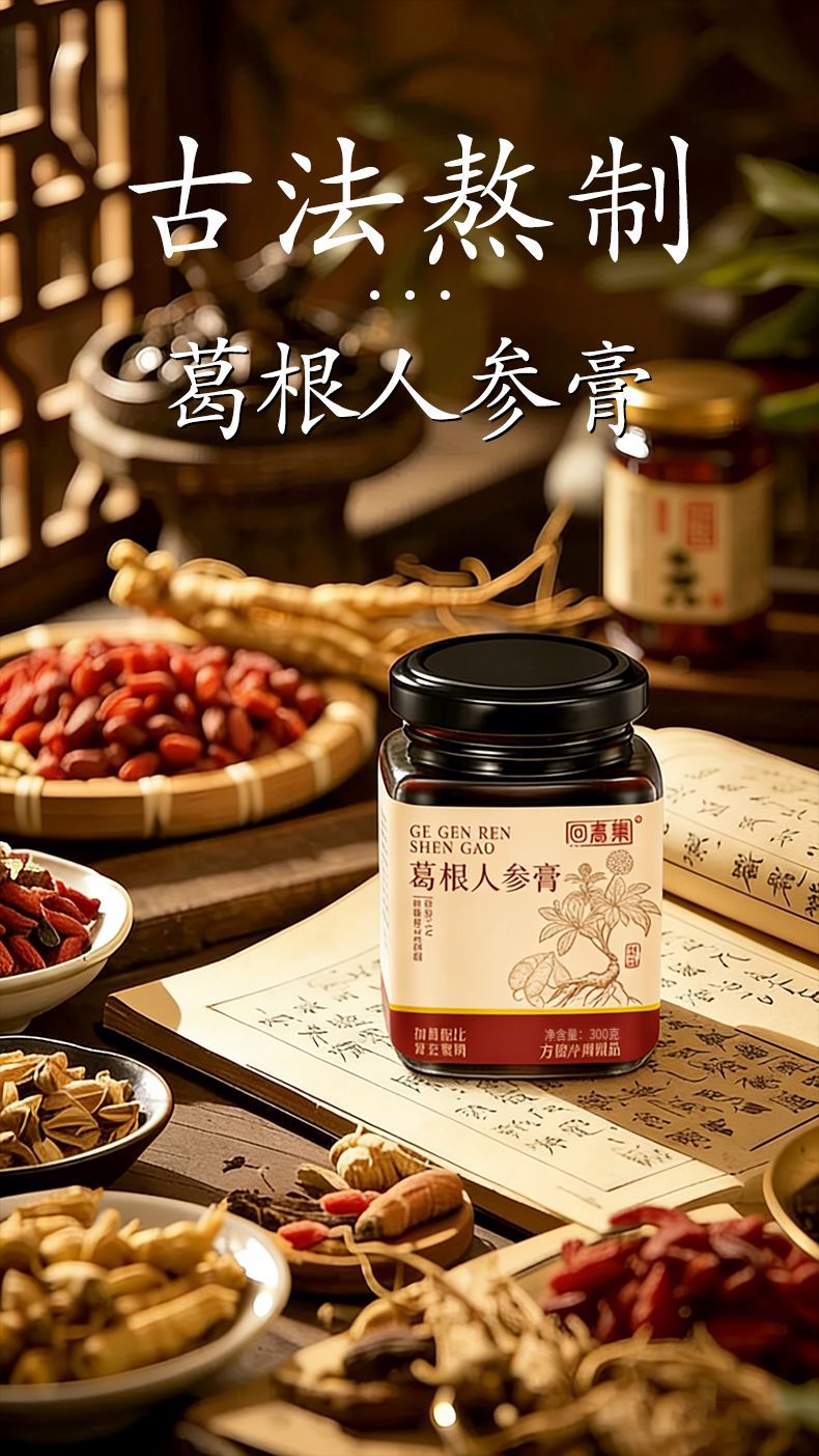 Kudzu Root & Ginseng Herbal Paste (Gegen & Renshen Gao Fang) — Traditional Slow-Simmered 300g Jar overview