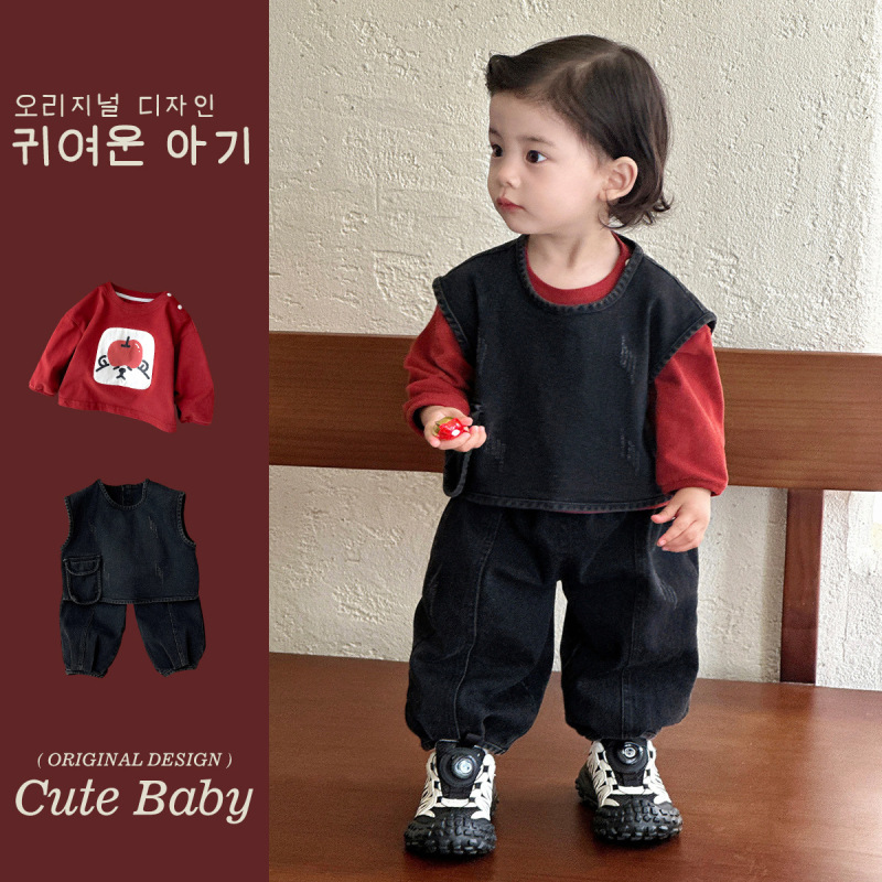 Youhe 子供服 男の子 韓国風 小男 ハンサムスーツ 春秋 ストリートファッション 新作 お出かけ服 3点セット|undefined
