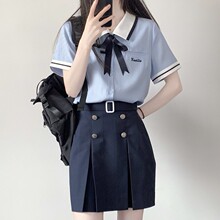 东梨の艺高韩式JK制服裙女套装泰式校服短袖衬衫两件套学院半身裙