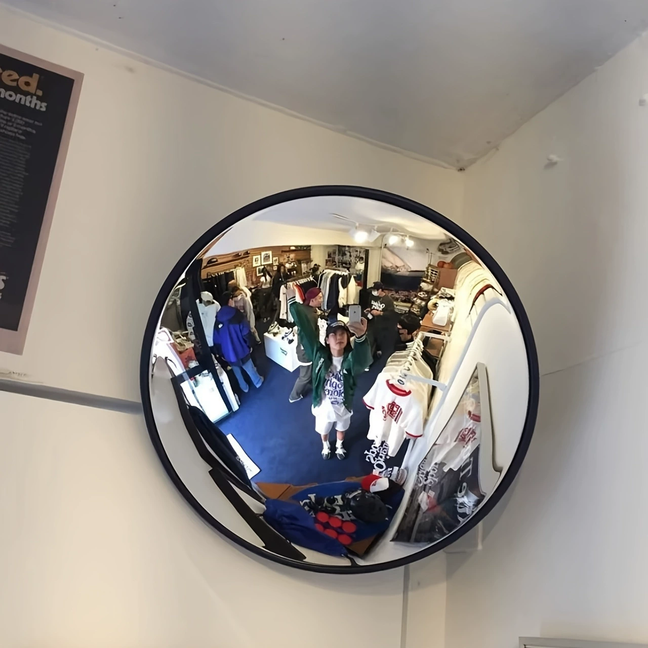 Элегантное черное художественное декоративное круглое выпуклое зеркало трансграничного типа — пластиковое настенное украшение в полный рост, подходящее для гостиной и спальни.