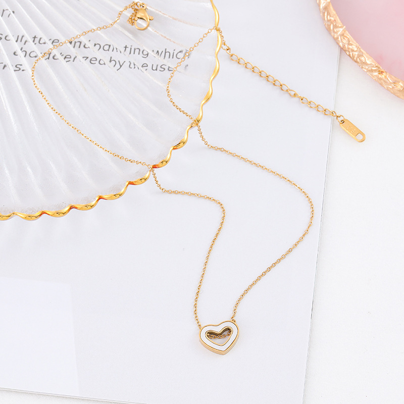 cable chain Chain Type 1 Piece Quantity Fashion Heart Shape Titanium Steel Plating Pendant Necklace 1 Piece