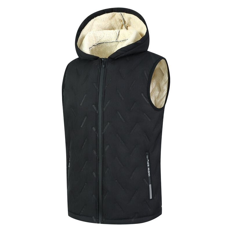 European-style cross-border autumn and winter new collection: thickened sherpa-lined vest, sleeveless hooded jacket, fashionable and trendy, and warm European-style cross-border autumn and winter new collection: thickened sherpa-lined vest, sleeveless hooded jacket, fashionable and trendy, and warm