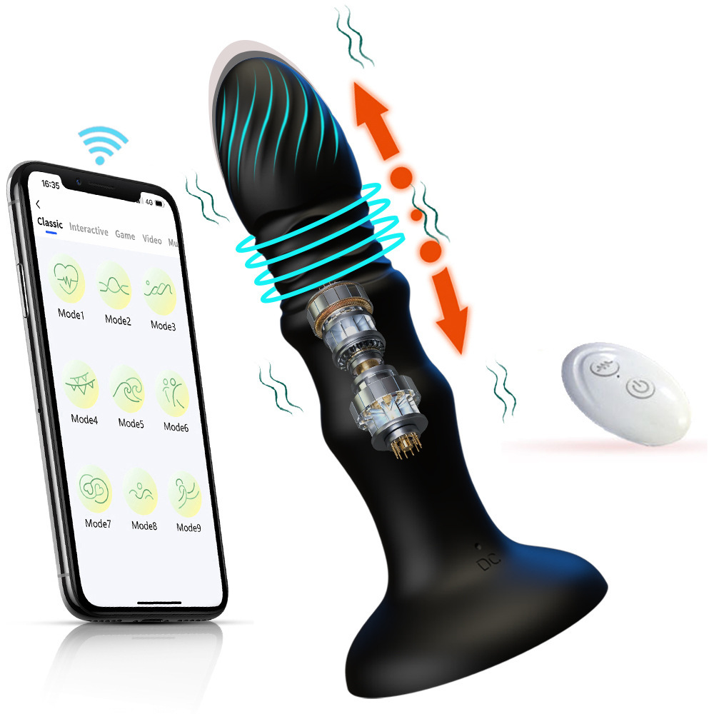App-Controlled Retractable Silicone Prostate Massager with Vibrating Anal Beads — detail image 6