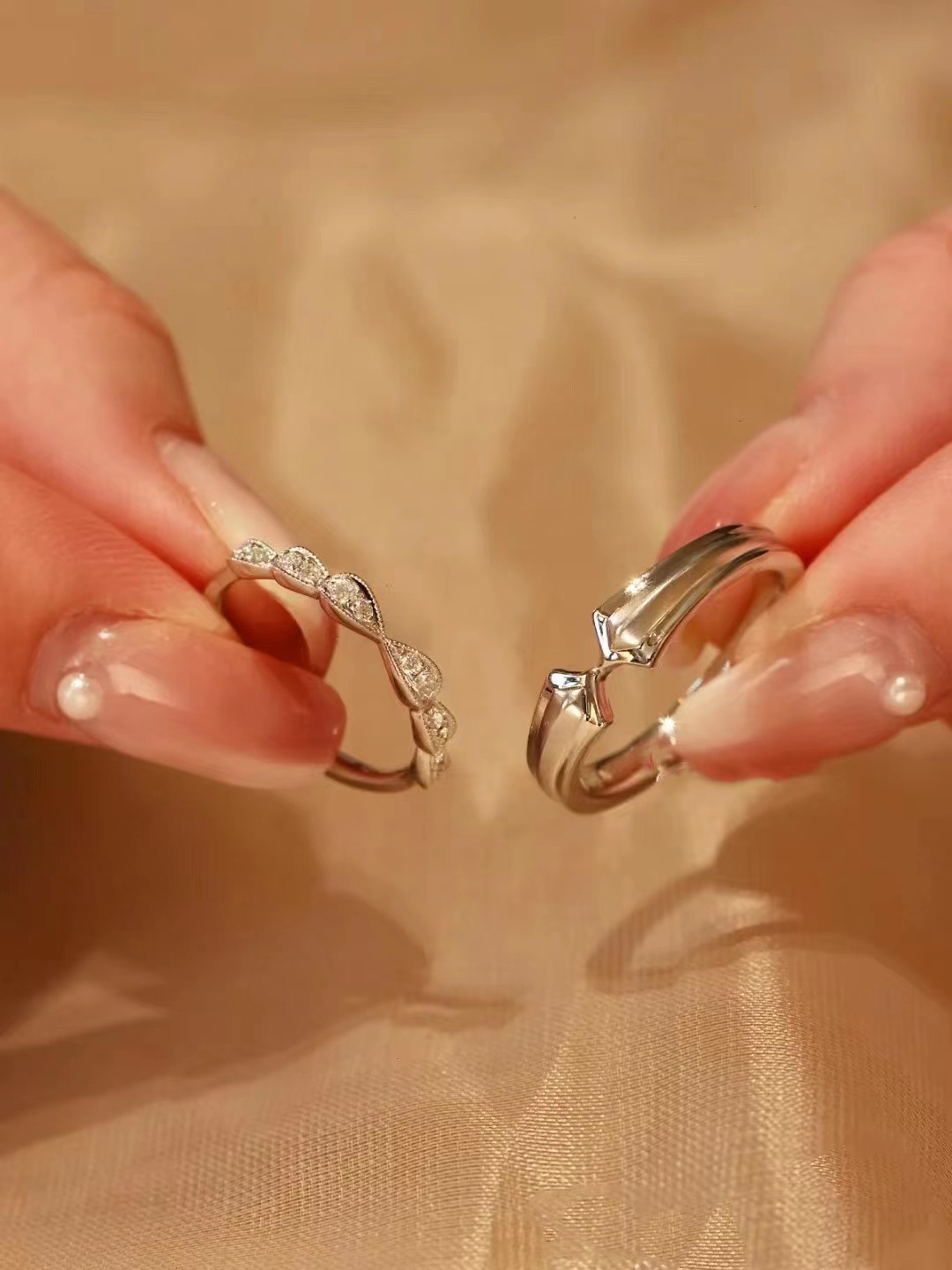 Sugar Knight Princess Couple's Ring Ring Sterling Silver Red Riding Book Same Style Diamond Geometric Adjustment Engagement Ring