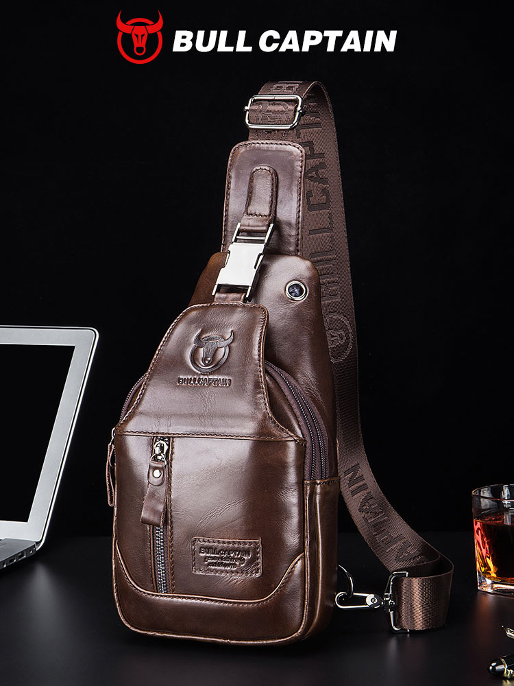 Bolso de Piel Auténtica para Hombre, Estilo Bandolera, Casual, para iPad y Tablet, de Primera Capa de Cuero Vacuno, Marca Captain Niu, Productos de Cuero de Guangzhou