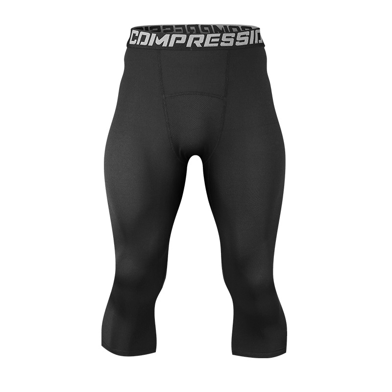 Pantalones deportivos negros transfronterizos para hombres pantalones de compresión de baloncesto elásticos rápidos de yoga entrenamiento de acondicionamiento físico de verano
