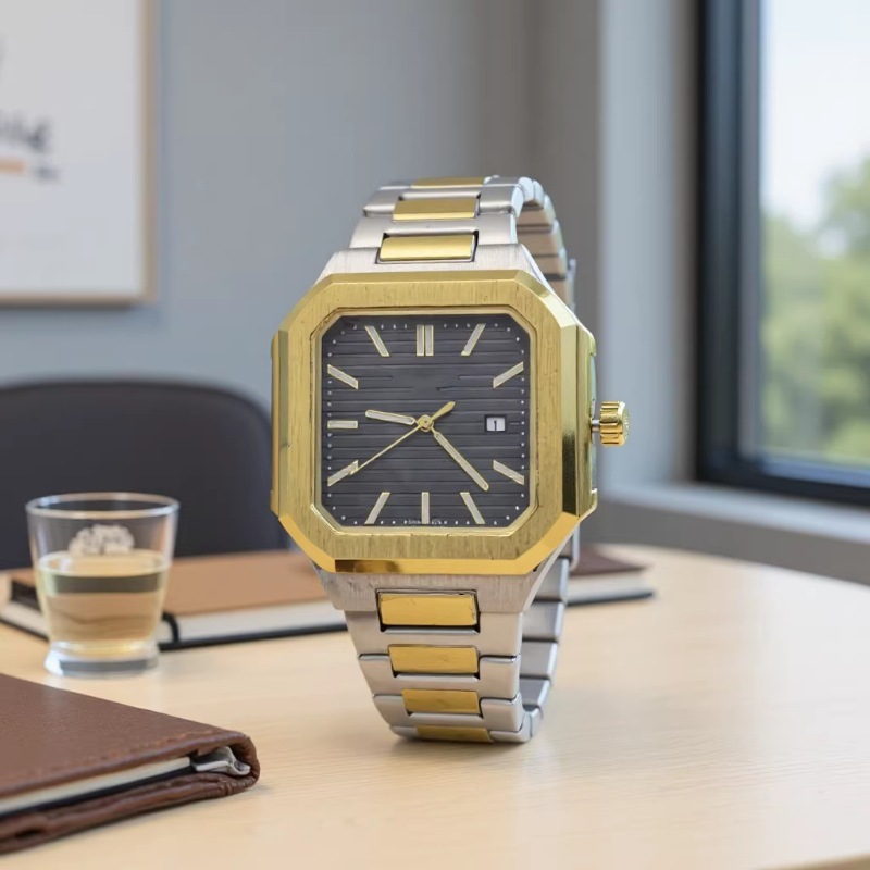 Square Men's Stylish High-End Fashion Versatile Ultra-Thin Retro Niche Calendar Luminous Wristwatch