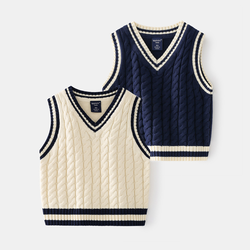 Boys' Knitted Vest Top baby Pullover bottoms 2022 new Korean children's sweater wholesale