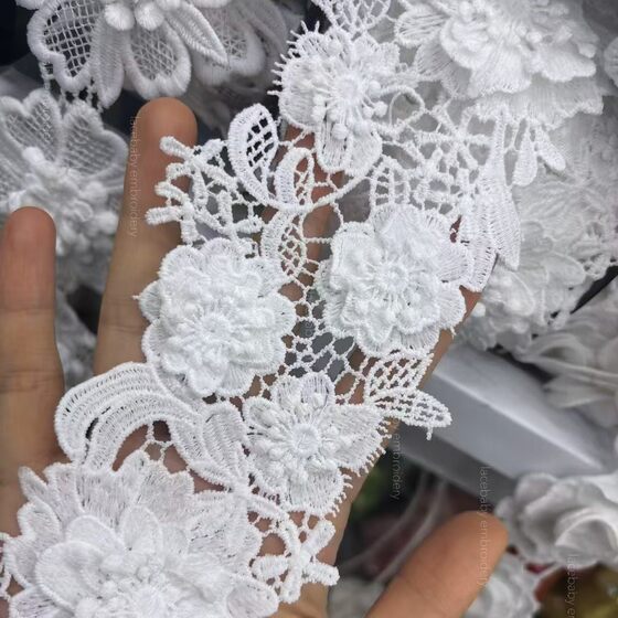 Three-dimensional lace milk silk polyester clothing accessories home curtain soft decoration in stock factory wholesale water soluble lace