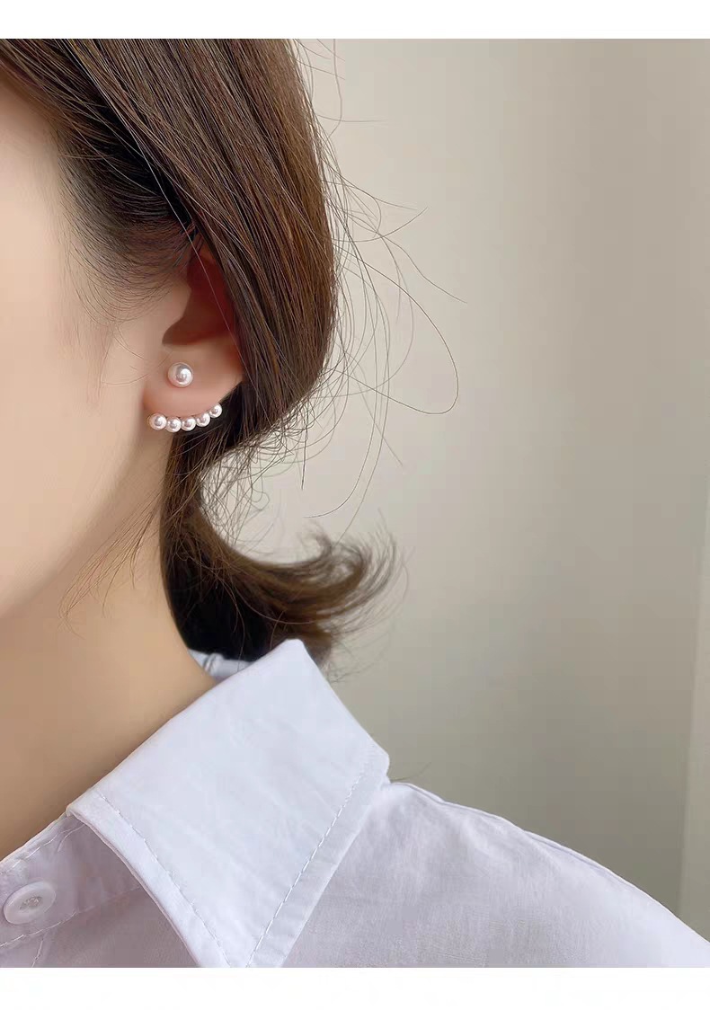 Korean two-wearing pearl earrings