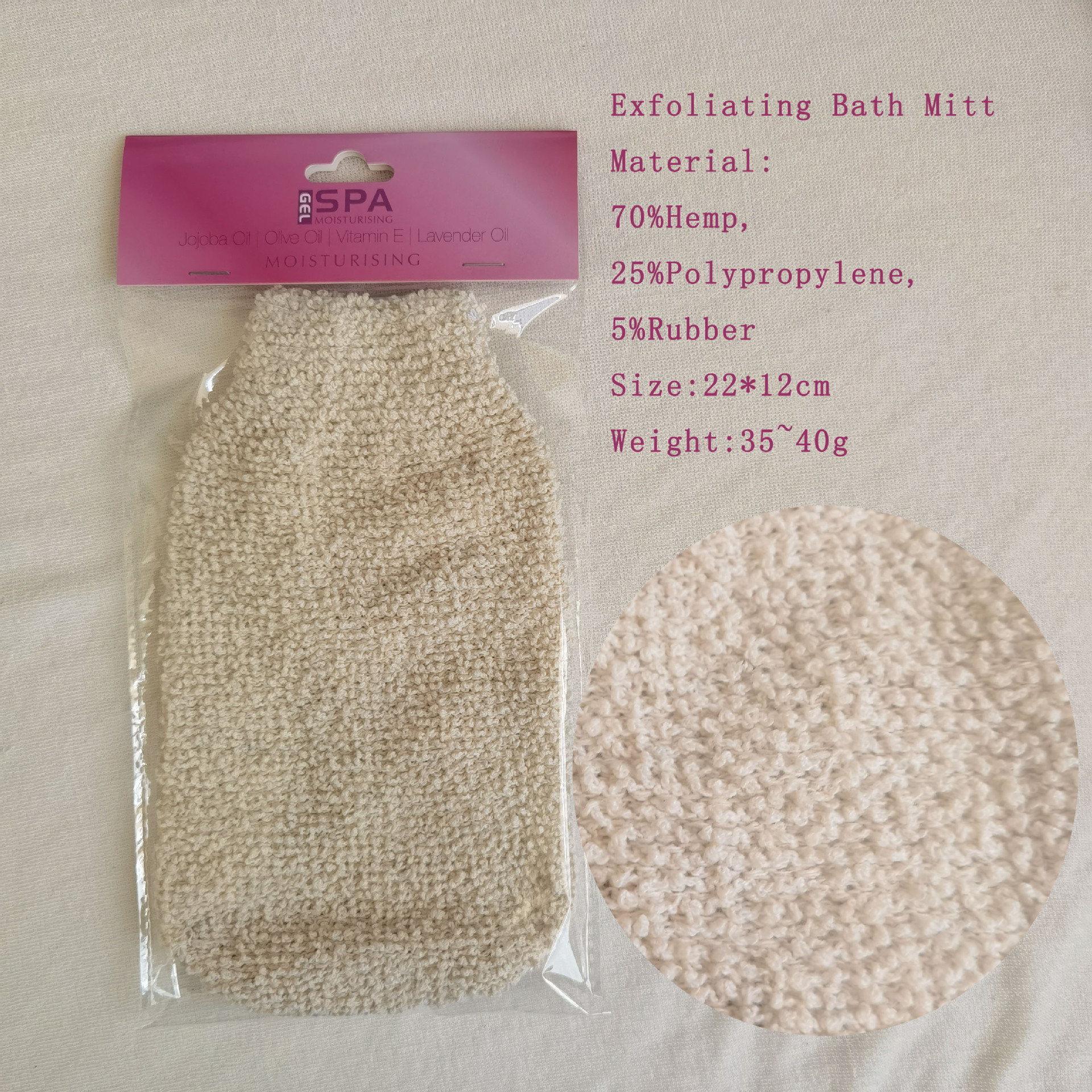 En stock Cáñamo guantes de baño Toalla de baño frotar mochila guantes de lavado de dedos cepillo de baño cubierta de barro frotar Toalla de la espalda