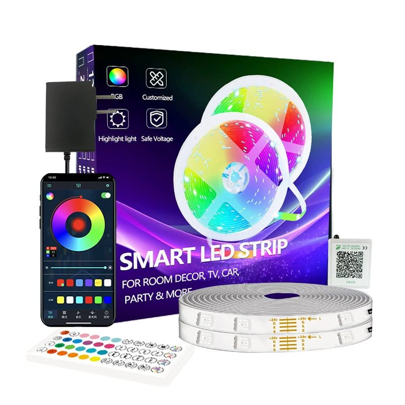 Светодиодная световая лента 24V 3535RGB, ультратонкий RGB-набор — длины 10–40 м, управление по Bluetooth/Wi‑Fi