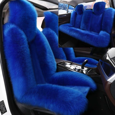 Universal seat cover – wool long hair winter wool pad - grand-ambition-in-royal-blue-the-vehicle-has-five-seats