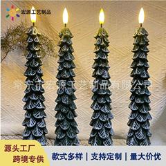 跨境石蜡圣诞树电子蜡烛子弹头仪式感遥控松果仿真蜡烛灯