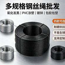 批发PVC涂塑包胶包塑钢丝绳大棚牵引晾衣船用氧化发黑钢丝绳