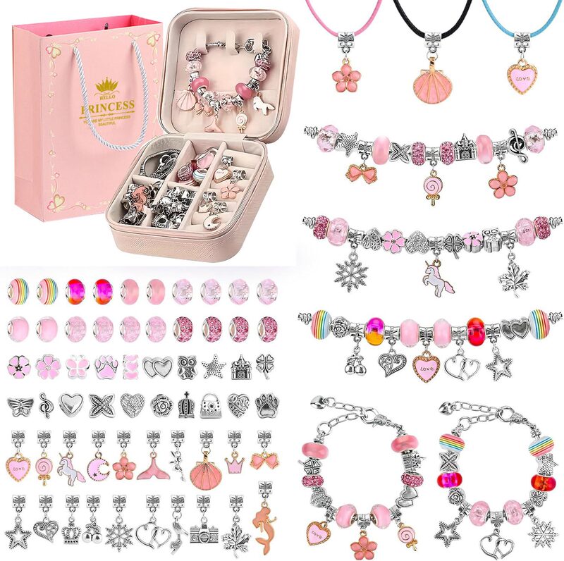 66pcs cross-border hot diy rainbow unicorn beaded rainbow bracelet set box hand-made necklace birthday gift box 66pcs cross-border hot diy rainbow unicorn beaded rainbow bracelet set box hand-made necklace birthday gift box
