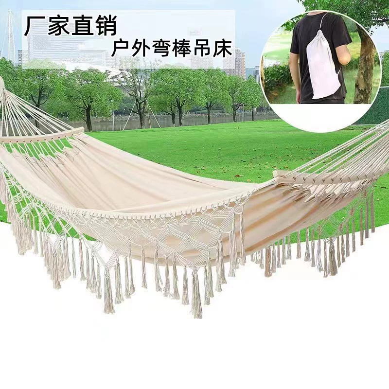 Внешняя торговля трансграничный Открытый Гамак Кемпинг гамак для отдыха в помещении экзотический ветер кисточка гибкая палка Кемпинг гамак оптом