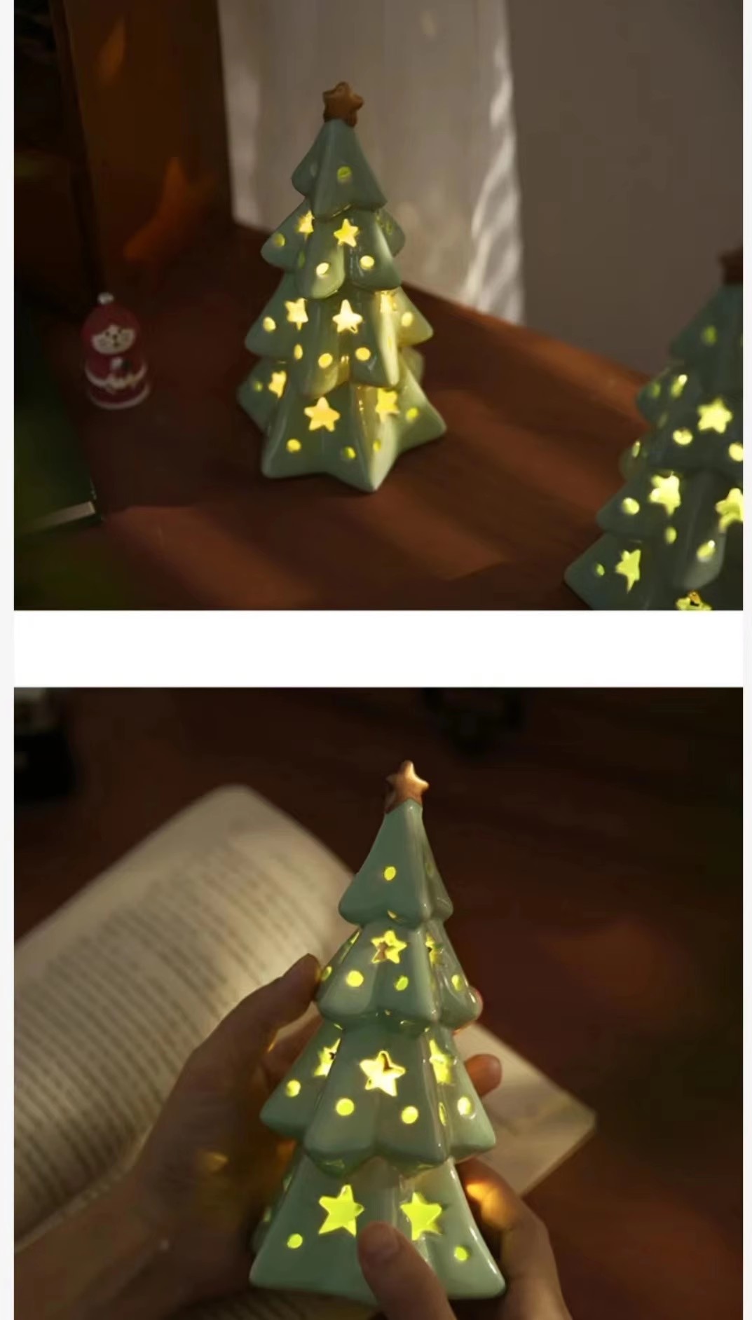 1080g Weight Ornaments Home Textiles & Decor Type Ornaments Event & Party Supplies Christmas Cute Christmas Tree Star Ceramics Holiday Indoor Party Ornaments Led Lights Night Lights