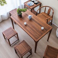 新中式餐桌简约乌金木长方形客厅小户型多用餐厅阳台茶桌家用桌子