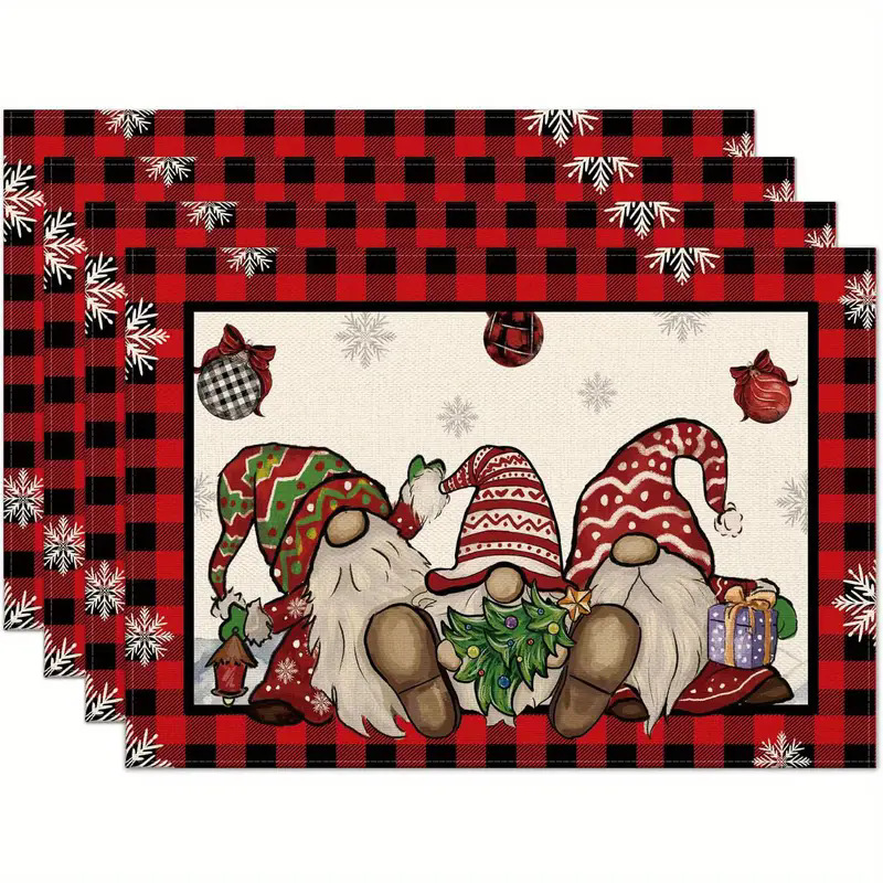 Transfronterizos lino almohadilla de mesa Aliexpress TEMU Amazon almohadilla de mesa cuadrada búfalo rojo almohadilla de Navidad Día de la Independencia