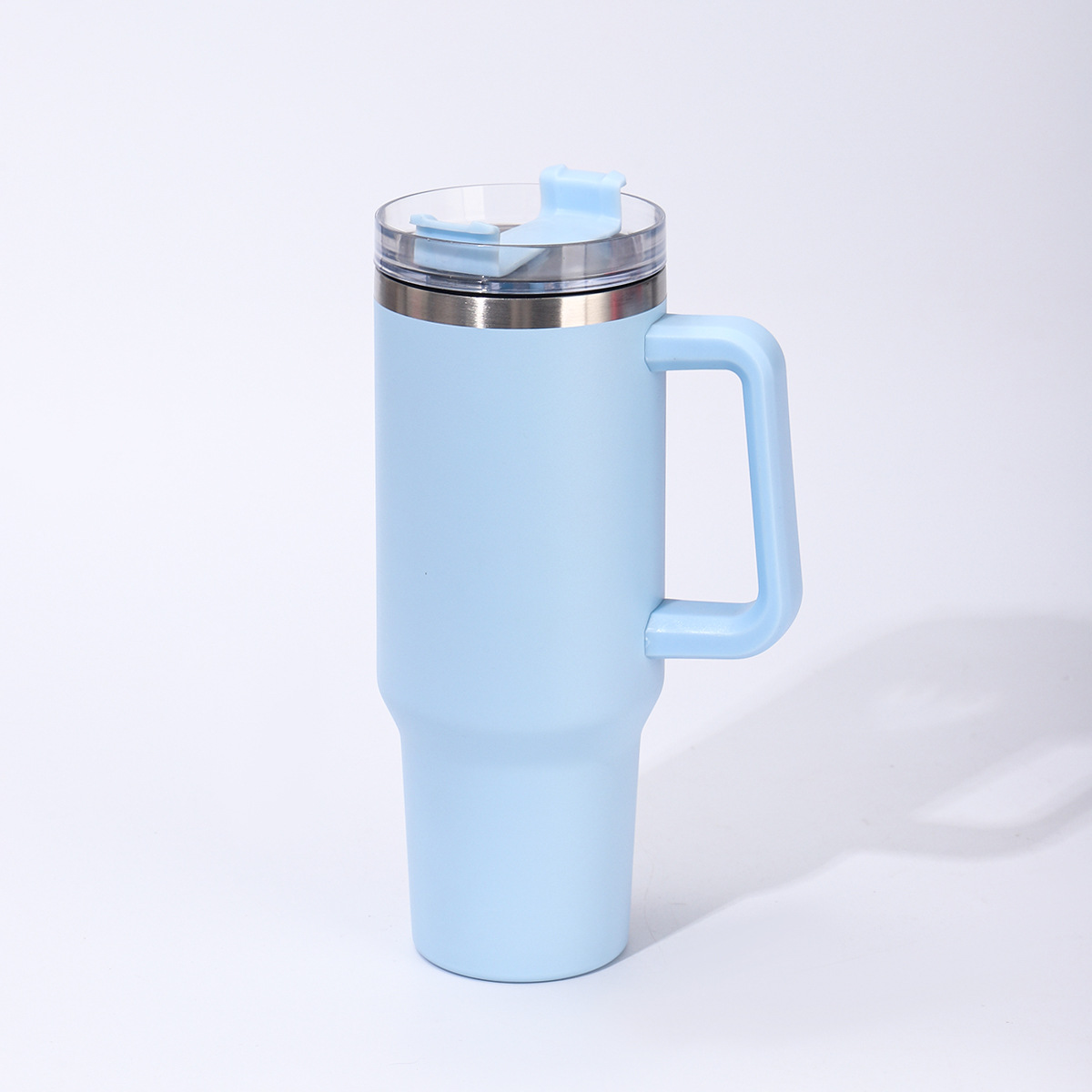 Taza de aislamiento térmico de acero inoxidable transfronteriza de alta capacidad de 40oz taza de automóvil con mango de paja taza de hielo