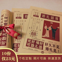 婚礼报纸请柬钉制喜报日报头条风格请帖设计结婚邀请函