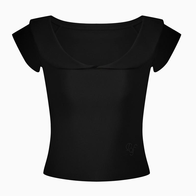 韓国の甘いドールカラーの女性用白半袖Tシャツ2025年夏新作スリムフィットでシックなトップス|undefined