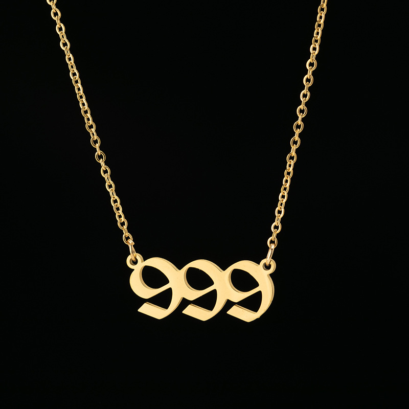 201 Stainless Steel 18K Gold Plated Hip-Hop Plating Number Necklace display picture 8