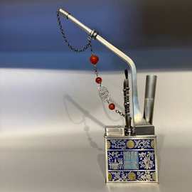 厂家批发白铜景泰蓝手工制作水烟壶一口香水烟袋