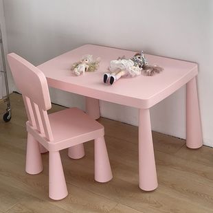 Children's Table and Chair suit Kindergarten Baby Study Table Home Writing Table Plastic Toy Table Thickened Desk Bookshelf