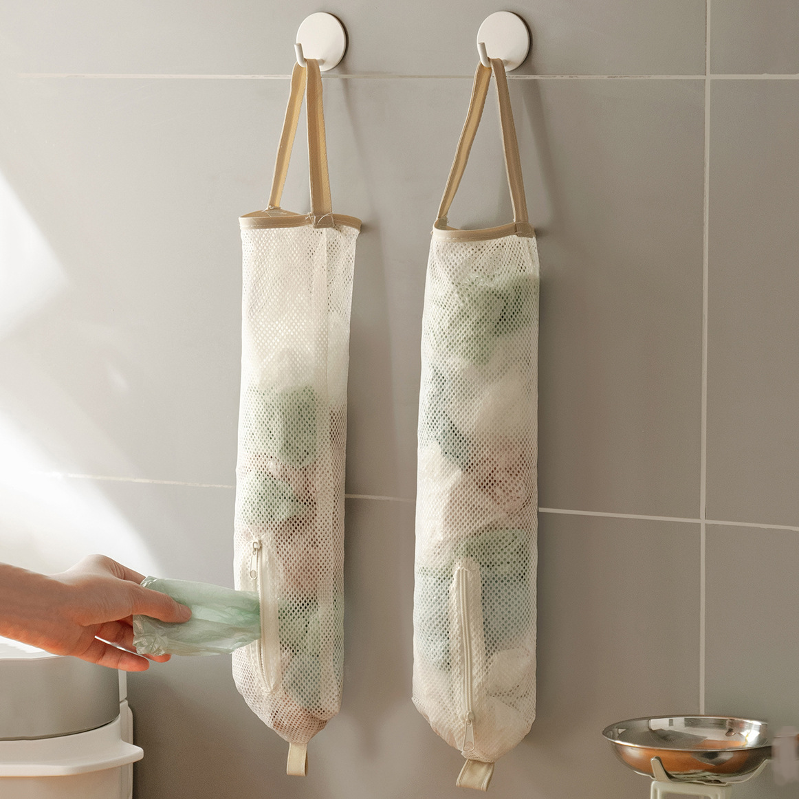 Garbage bag storage bag for home kitchen shopping bag multifunctional large capacity storage hanging bag wall hanging storage bag