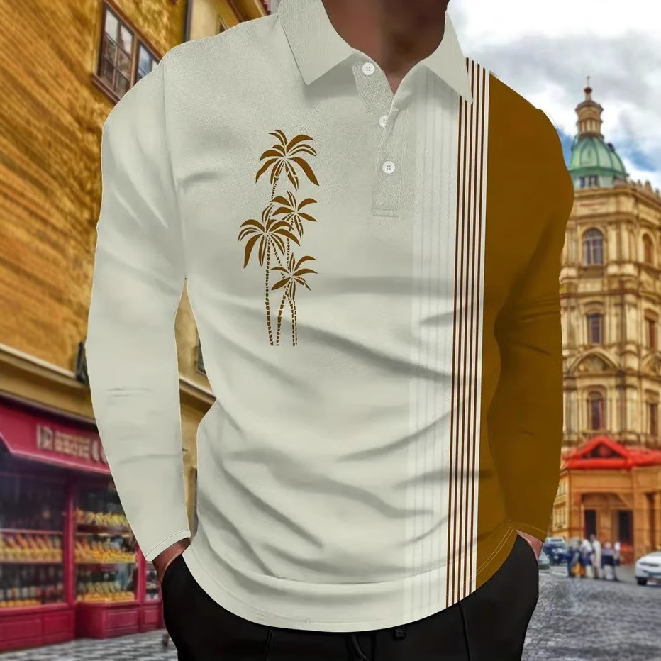 2024 nuevo estilo Amazon comercio exterior casual todo fósforo moda de alta calidad botón de manga larga POLO camisa MB14