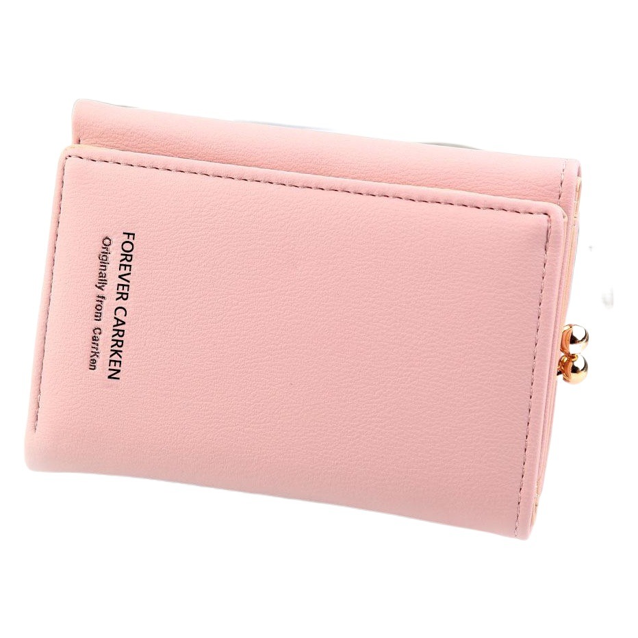 Cartera corta de las mujeres pequeña cartera de estilo coreano monedero multi-Tarjeta tríptico billetera de las mujeres bolso de cuero personalizado para las mujeres
