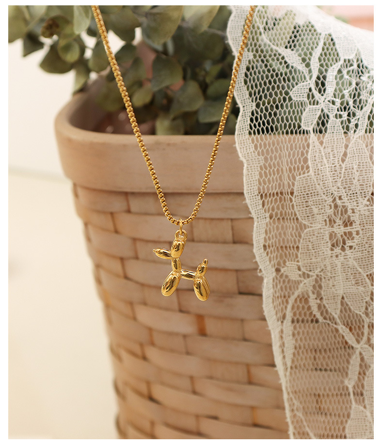 cute balloon puppy necklace earrings bracelet titanium steel 18k gold jewelry