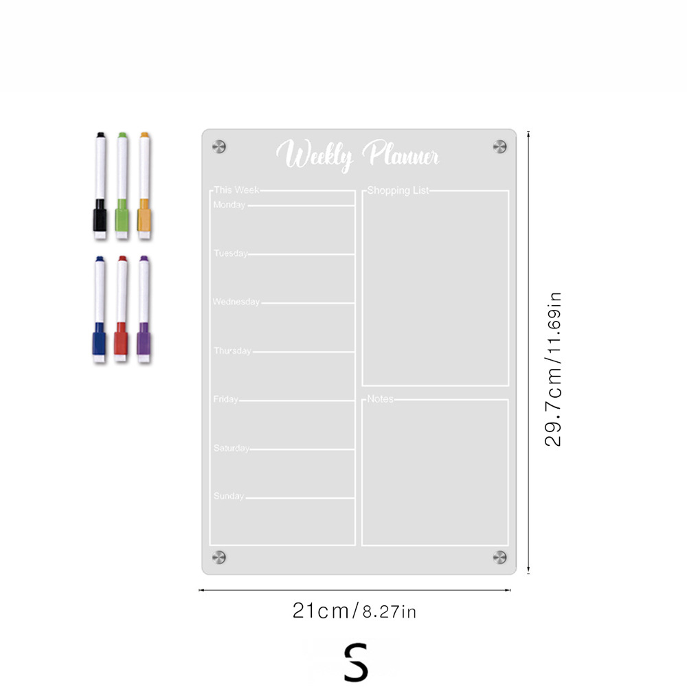 Pizarra magnética transparente de acrílico para decoración de refrigeradores, tablero de planificación semanal, pizarra de mensajes, adhesivo para refrigerador