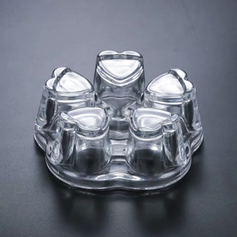 Fábrica al por mayor de cristal en forma de corazón base de calefacción de tetera de vidrio calentador de té bandeja de té ceremonia del té Accesorios