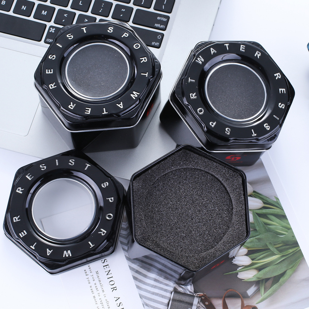 简约透明礼品盒 批发零售石英电子表展示盒 礼物包装装饰手表铁盒详情图1