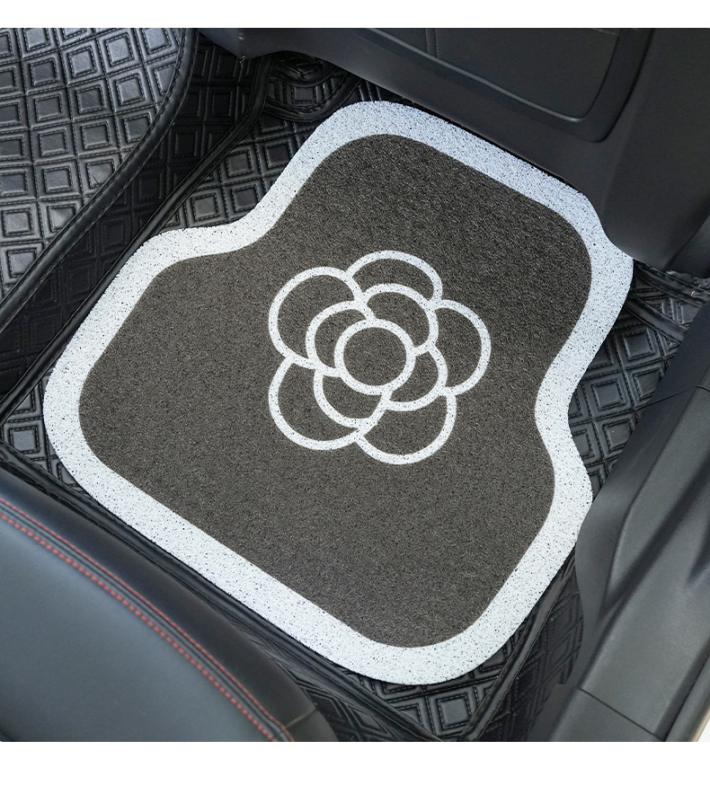 The new car mat wire ring Universal can cut a single main and auxiliary driving Mat White edge Camellia car mat