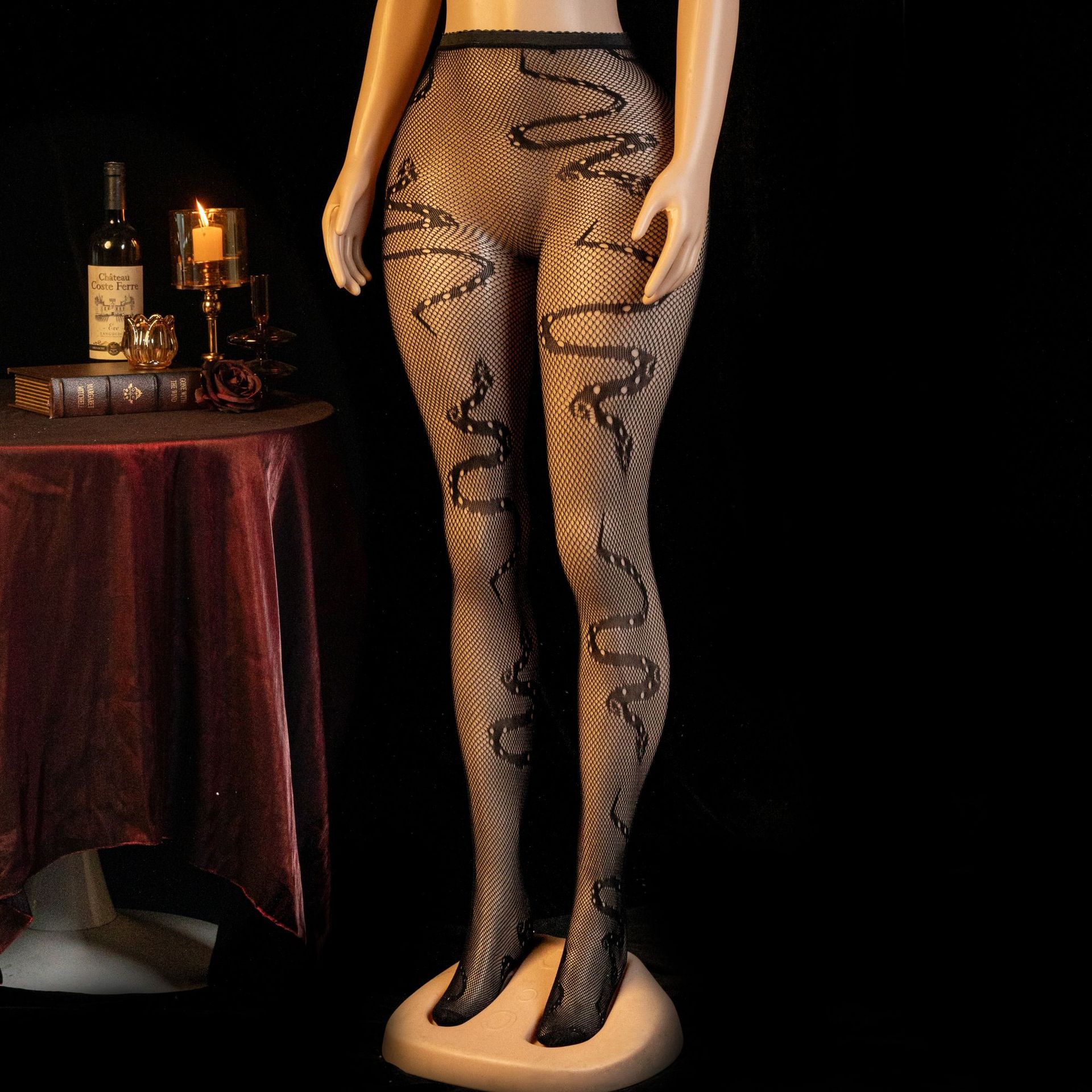 Yue mariposa amor calcetines Halloween serpiente chica de seda negra pura deseo agujero malla pantalones de red de pesca 20598