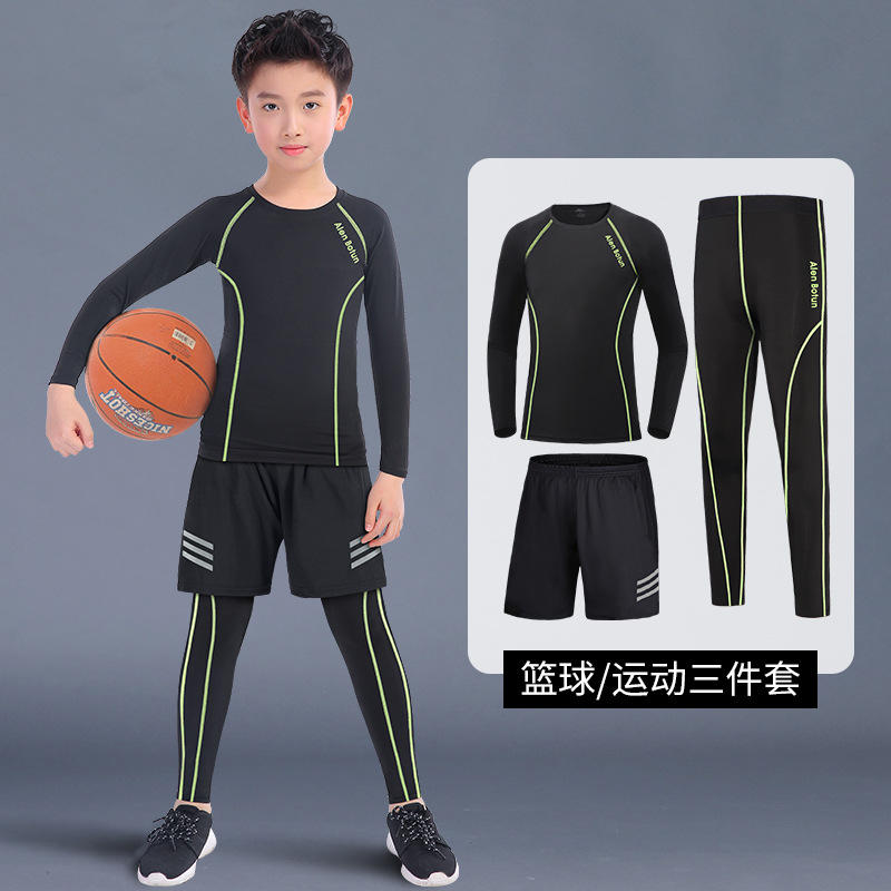 Invierno ajustada juego de baloncesto de niños entrenamiento de entrenamiento de entrenamiento de invierno de otoño y acondicionamiento físico de fútbol ropa interior para niños ropa de base